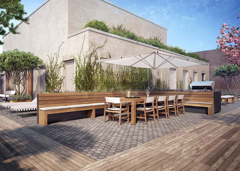 Architectural Rendering of the terrace of the 207 West and 79th Street project located on Manhattan's Upper West Side, New York City