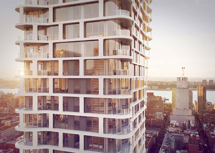 Architectural Rendering of the exterior of the 242 West and 53rd Street project located in Midtown, New York City