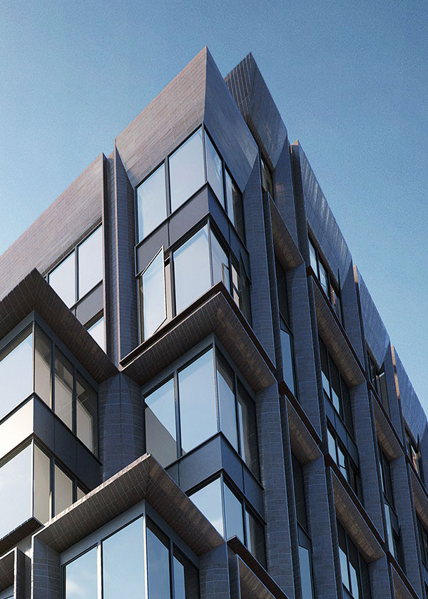 Architectural Rendering of the exterior of the 5 Franklin Place project located in Tribeca, New York City
