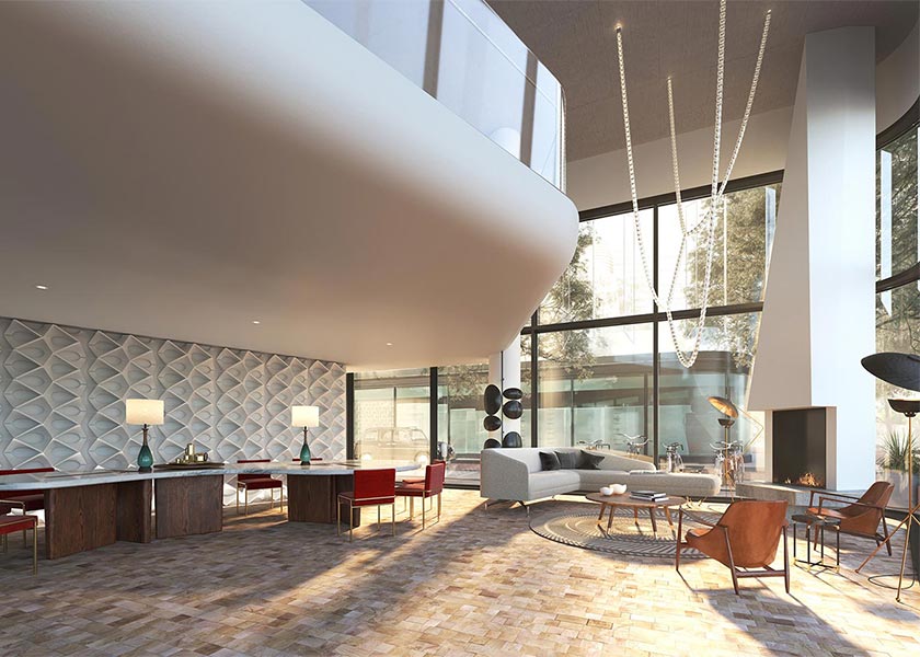 Architectural Rendering of the interior of the Bankside Hotel project located in London, England