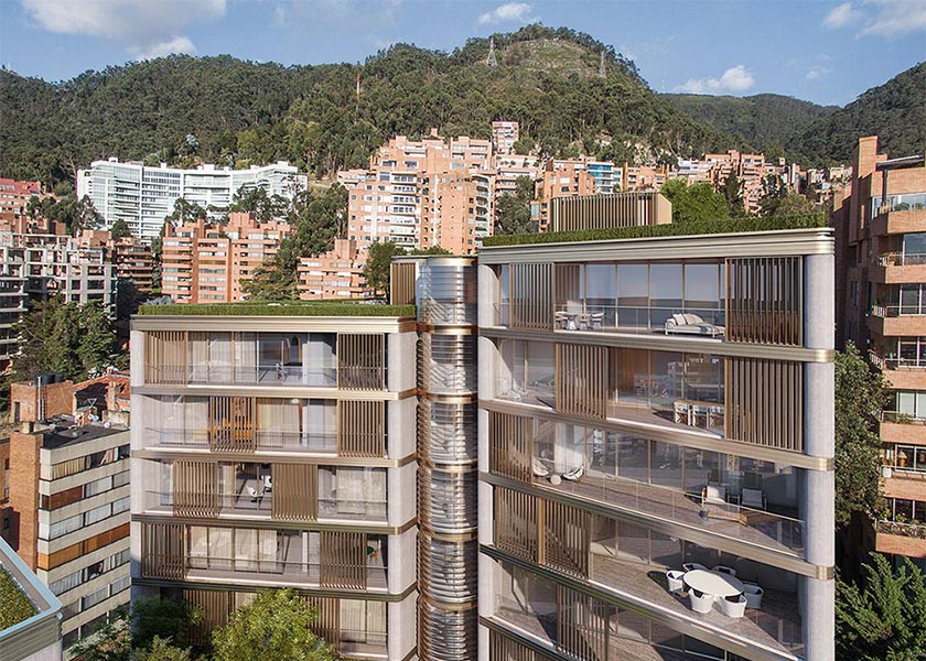 Architectural Rendering of the exterior of the Calle 79B project located in Bogotá, Colombia
