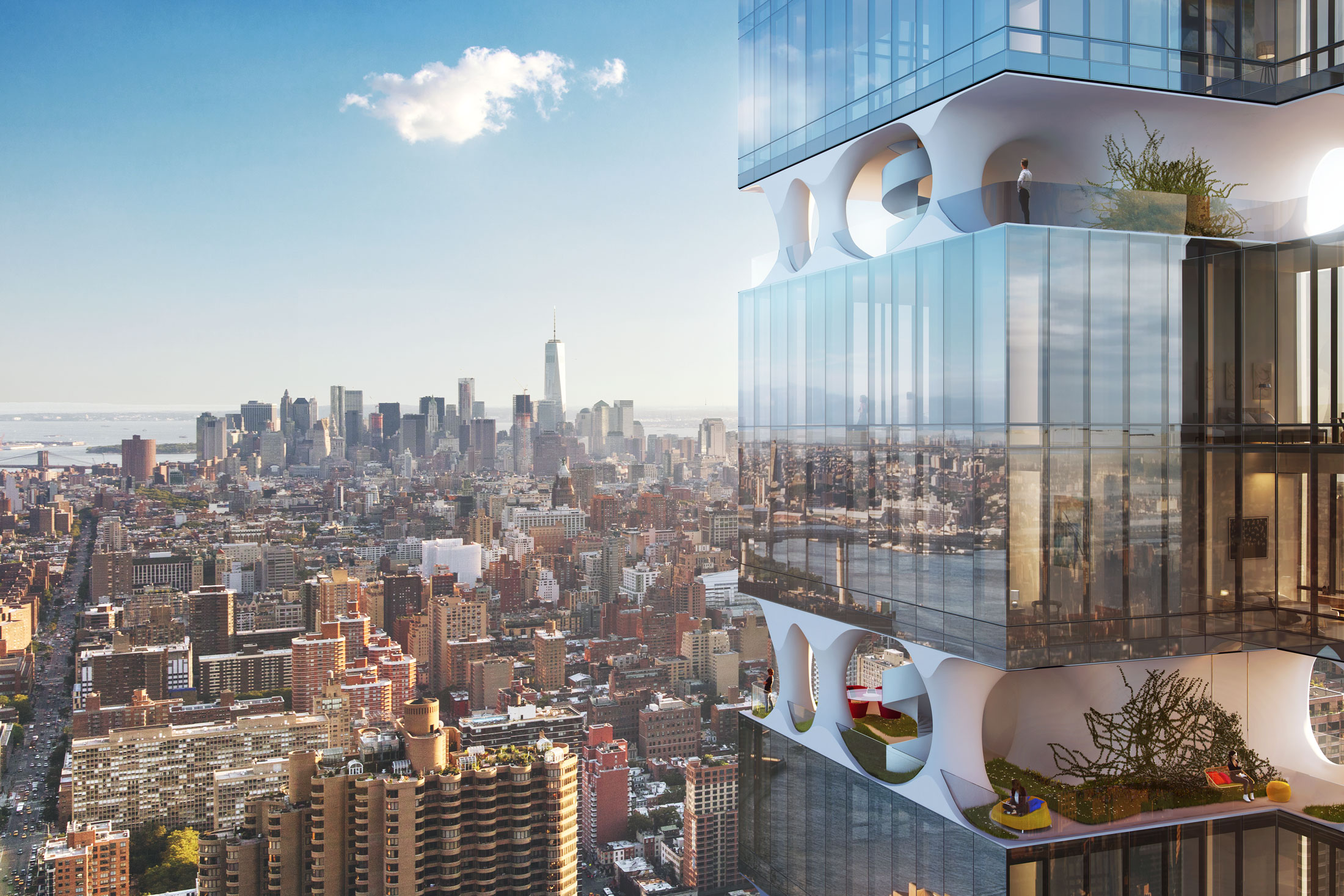 Architectural Rendering of the exterior of the 303 East 44th Street project located in Midtown East, New York City