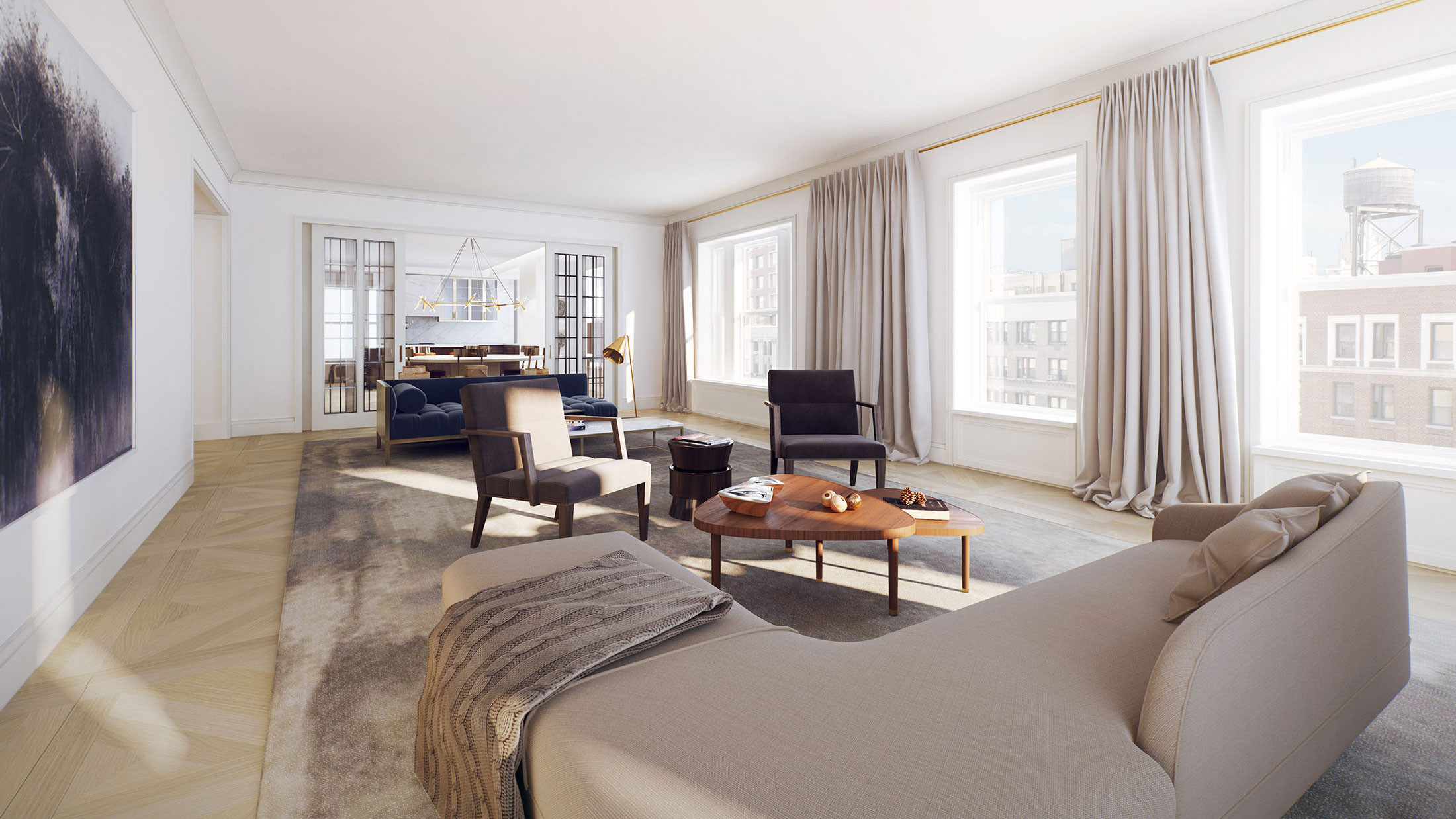Architectural Rendering of the interior of the 498 West End Avenue project located on the Upper West Side, New York City