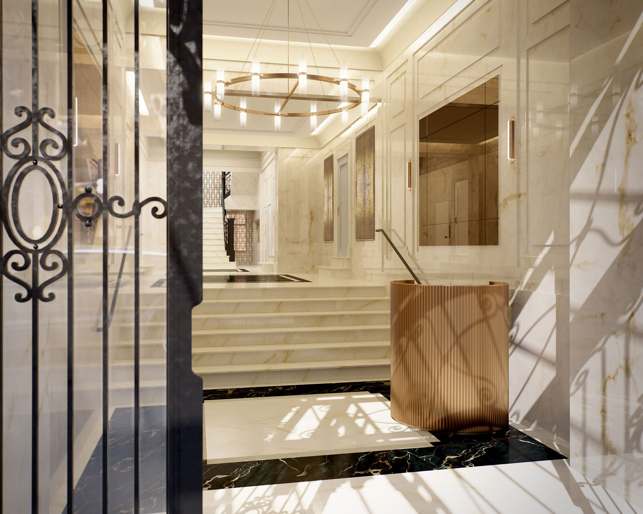 Architectural Rendering of the entrance of the 498 West End Avenue project located on the Upper West Side, New York City