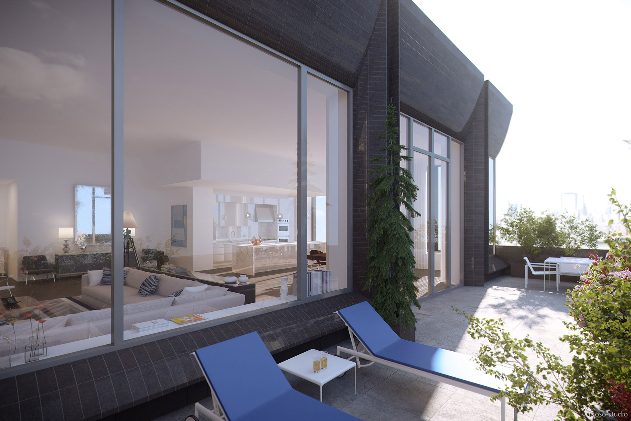Architectural Rendering of the rooftop of the 5 Franklin Place project located in Tribeca, New York City