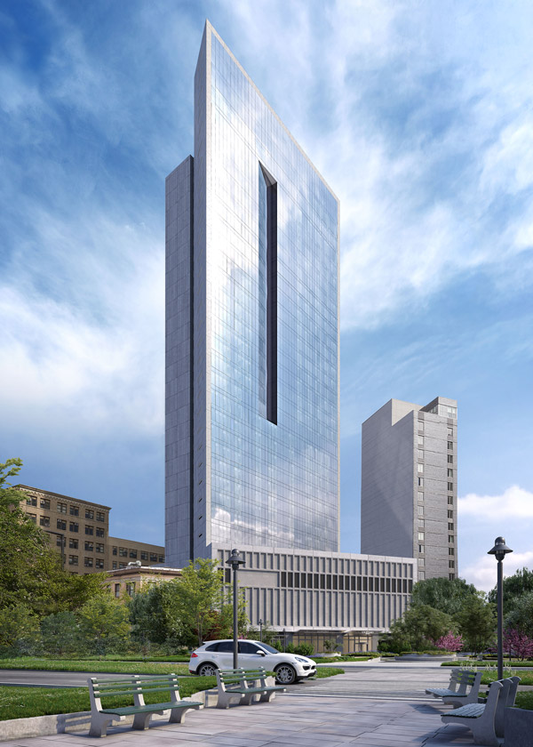 Architectural Rendering of the exterior of the Aurora 29-11 Queens Plaza North project located in Queens, New York