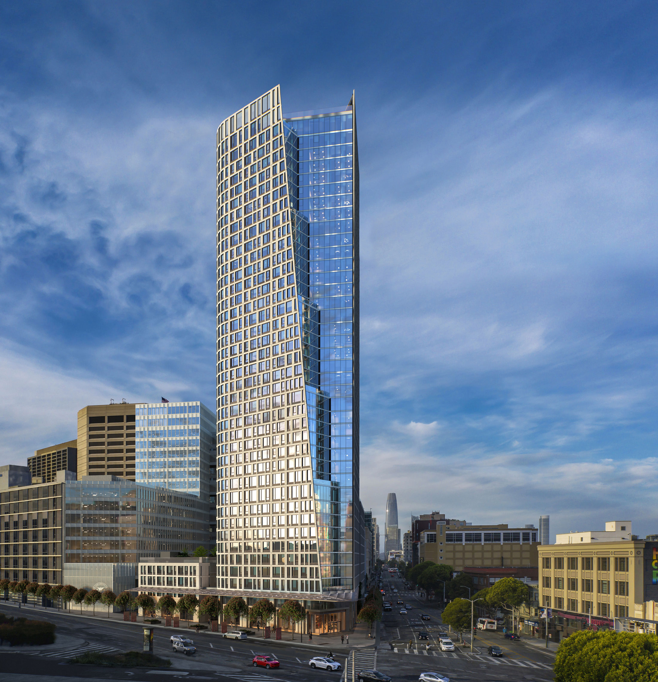 Architectural Rendering of the tower of the Fifteen Fifty project located in San Francisco, California