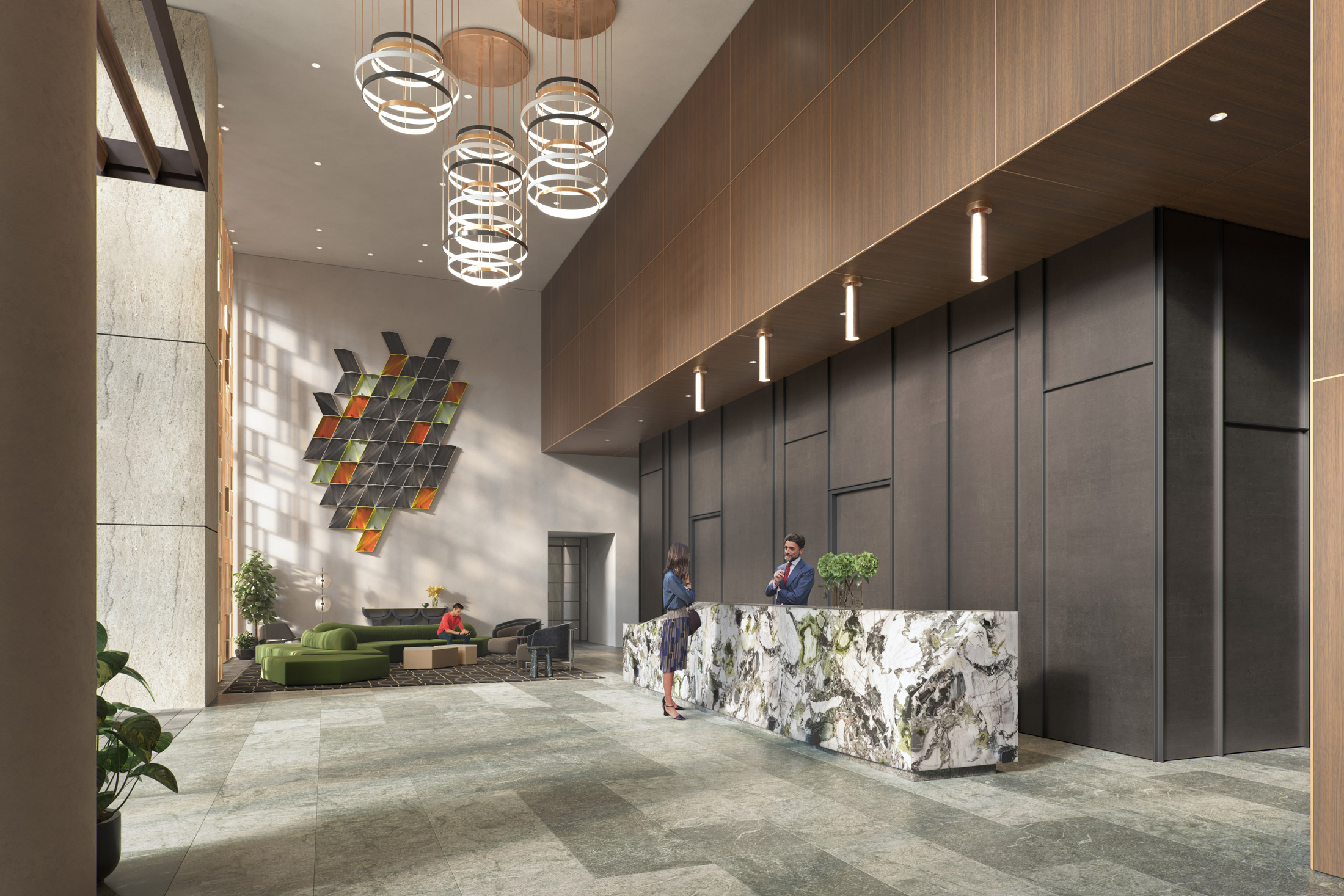Architectural Rendering of the lobby of the Fifteen Fifty project located in San Francisco, California