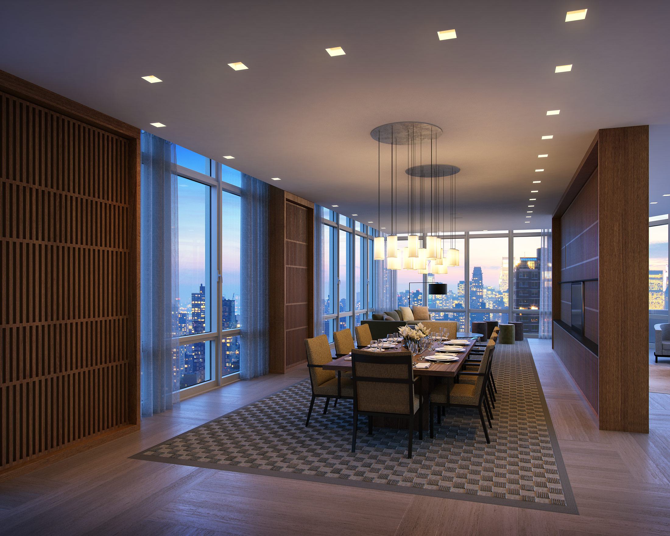 Architectural Rendering of the dining room of The Easton project located on the Upper East Side, New York City