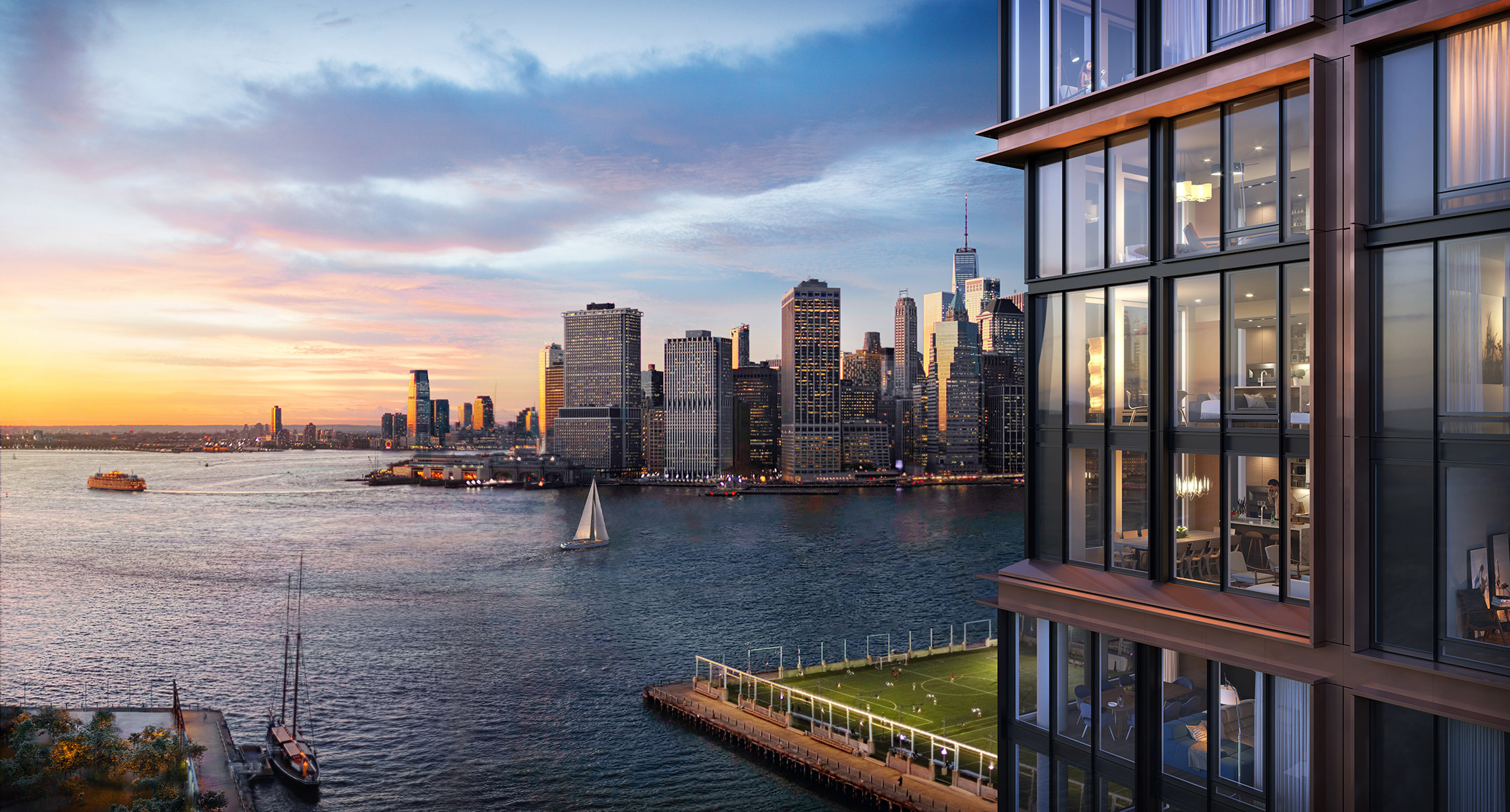 Architectural Rendering of the exterior of the The Quay Tower project located in Brooklyn Heights, New York