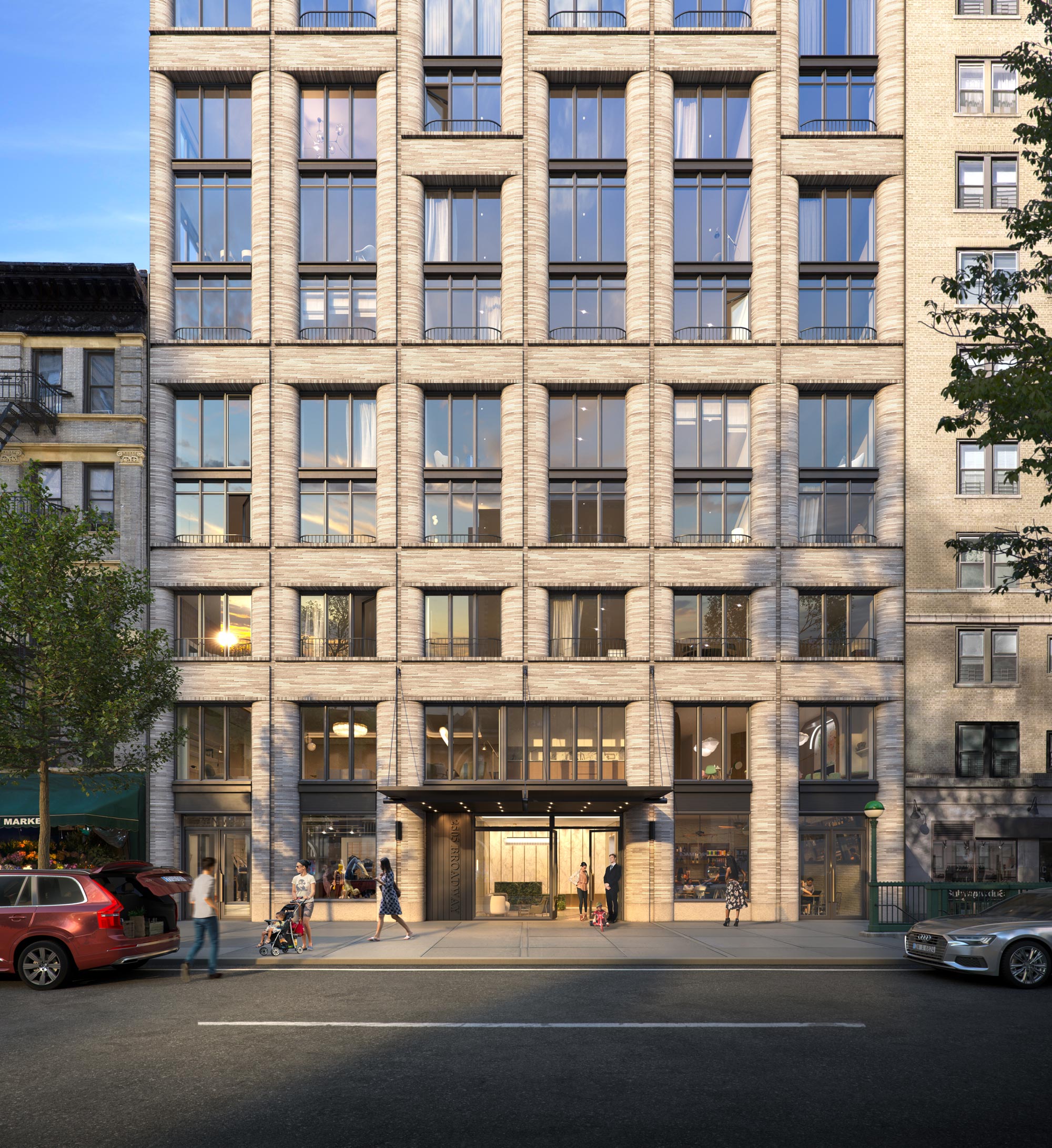 Architectural Rendering of the entrance of the 2505 Broadway building project located on the Upper West Side in New York City