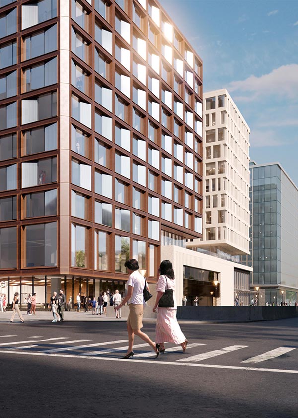 Architectural Rendering of the exterior of the Center Block at Capitol Crossing project located in Washington, DC