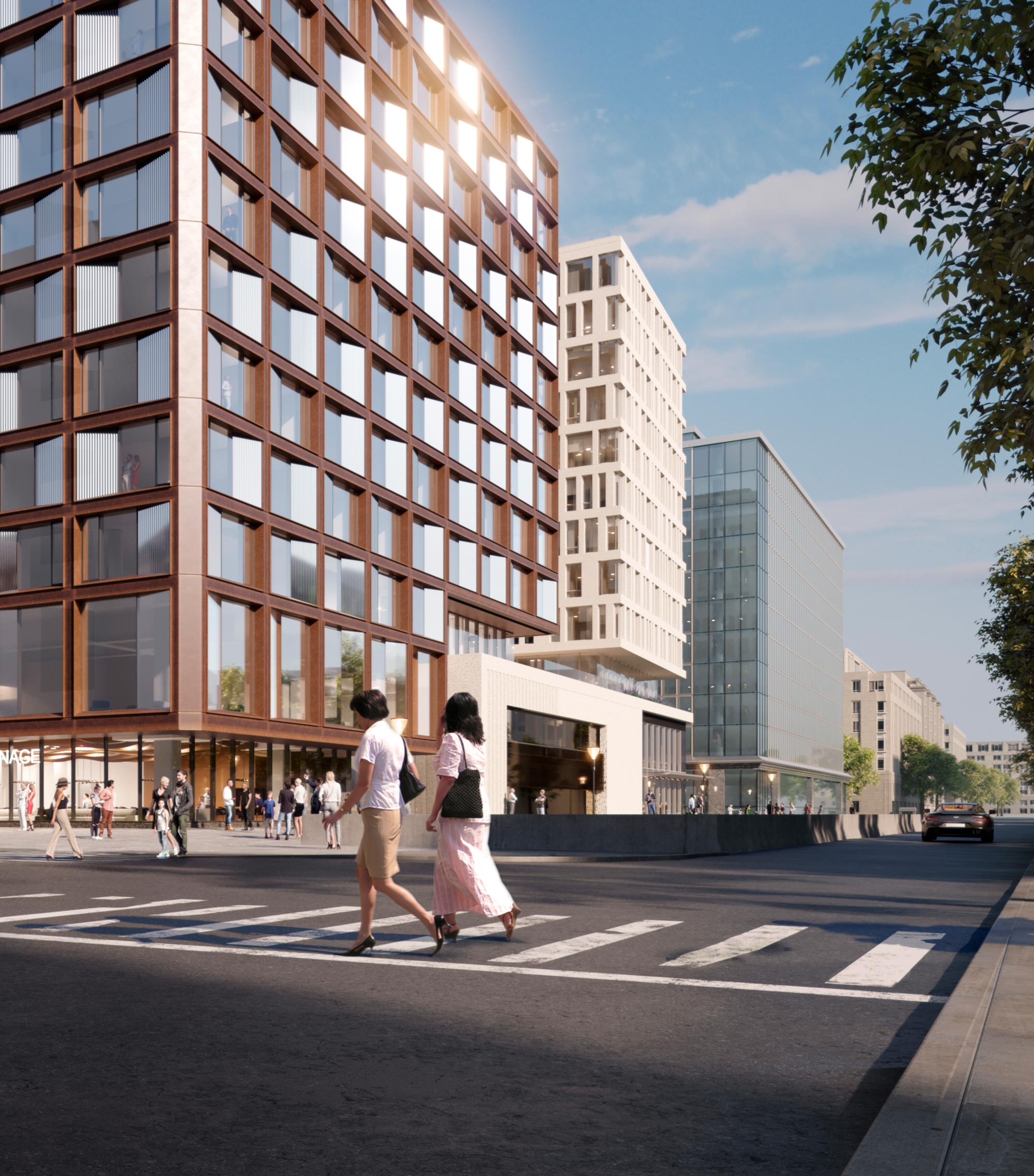 Architectural Rendering of the exterior of the Center Block at Capitol Crossing project located in Washington, DC