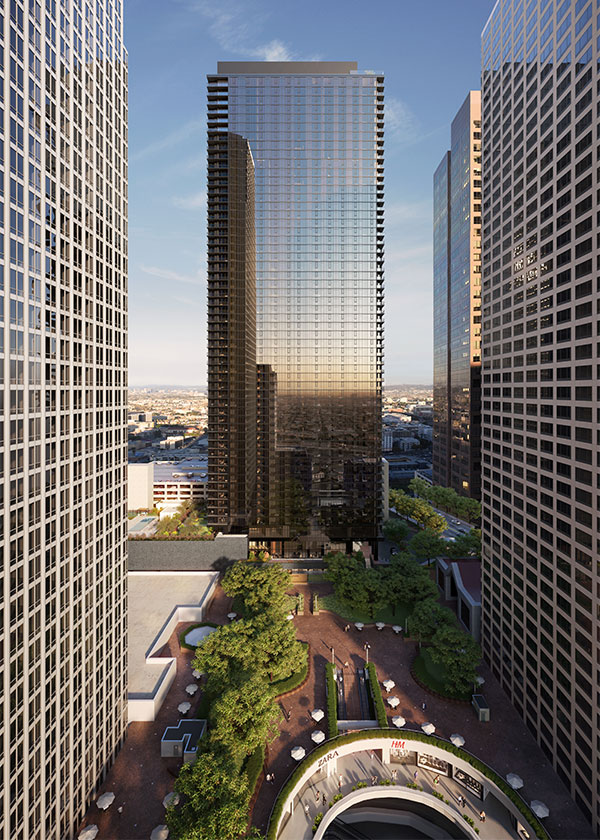 Architectural Rendering of the exterior of the 755 South Figueroa Street project located in Los Angeles, California