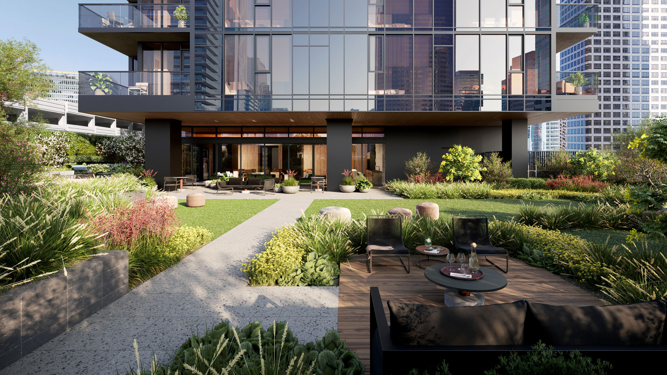 Architectural Rendering of the amenity deck of the 755 South Figueroa Street project located in Los Angeles, California