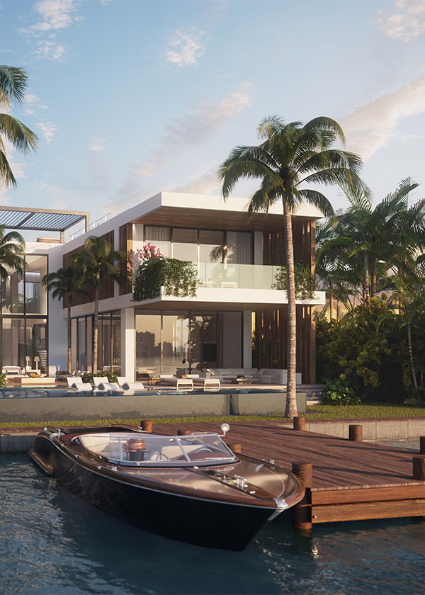 Architectural Rendering of the dock of the North Bay Road project located in Miami