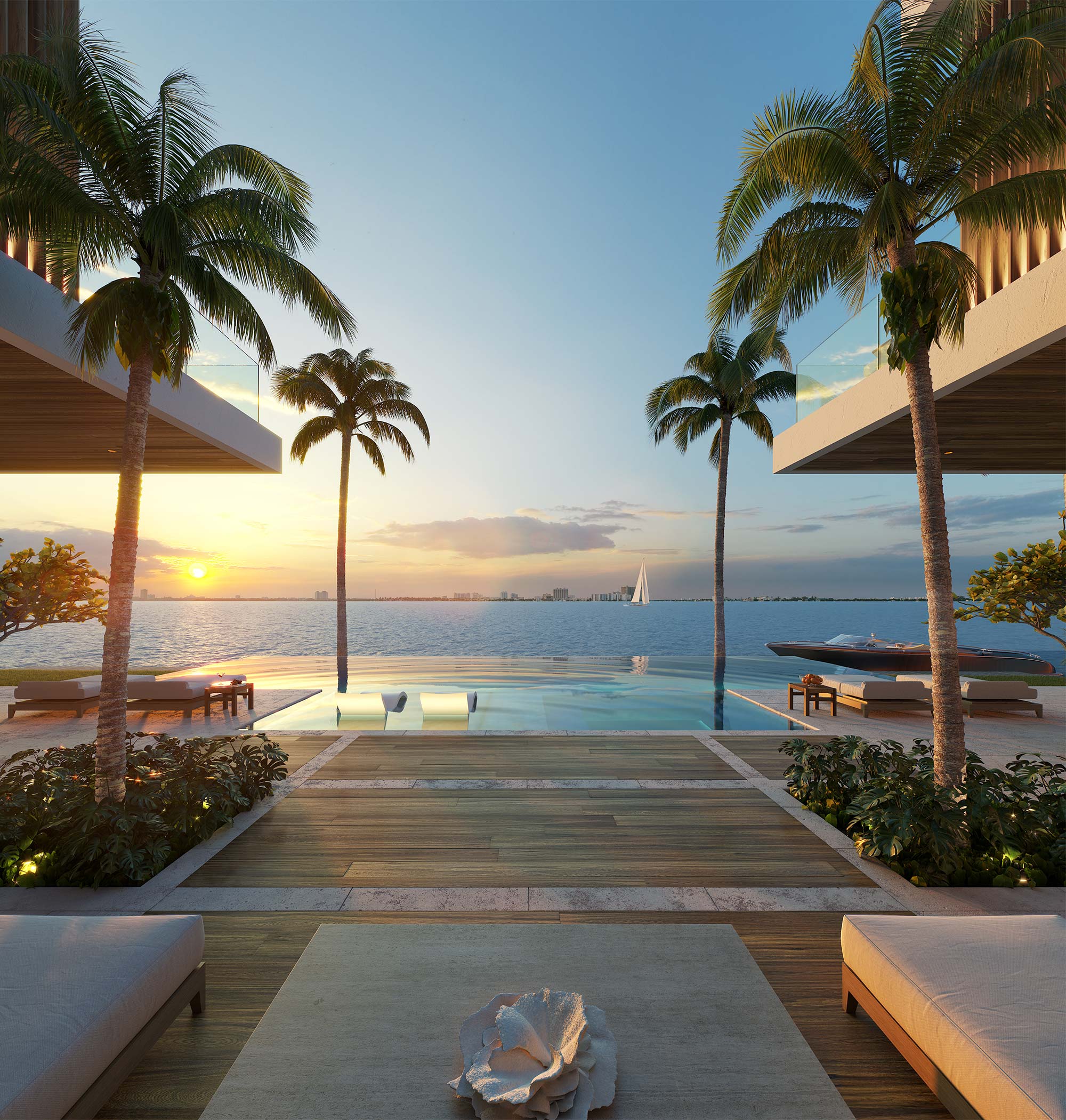 Architectural Rendering of the pool of the North Bay Road project located in Miami